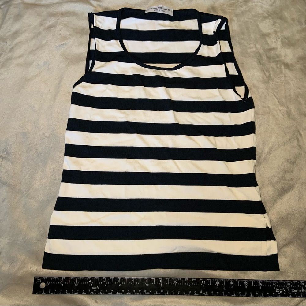 Amina Rubinacci striped navy (almost black) & white tank Top in Sz 44
